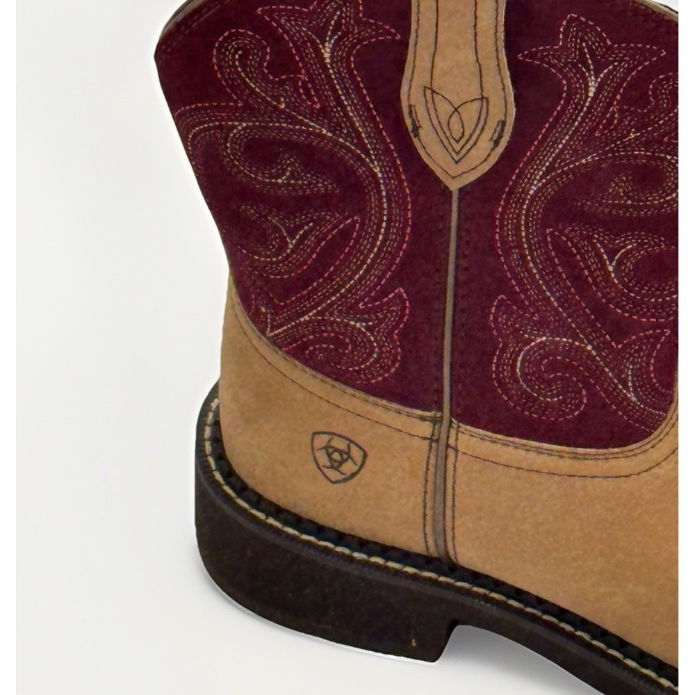 Ariat Boots Women's 10B Fatbaby Western Style 10026116 Burgundy Red Round Toe - Picture 6 of 10